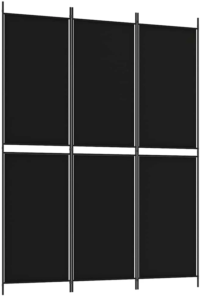 Kambario pertvara, 3 dalių, juodos spalvos, 150x200cm, audinys