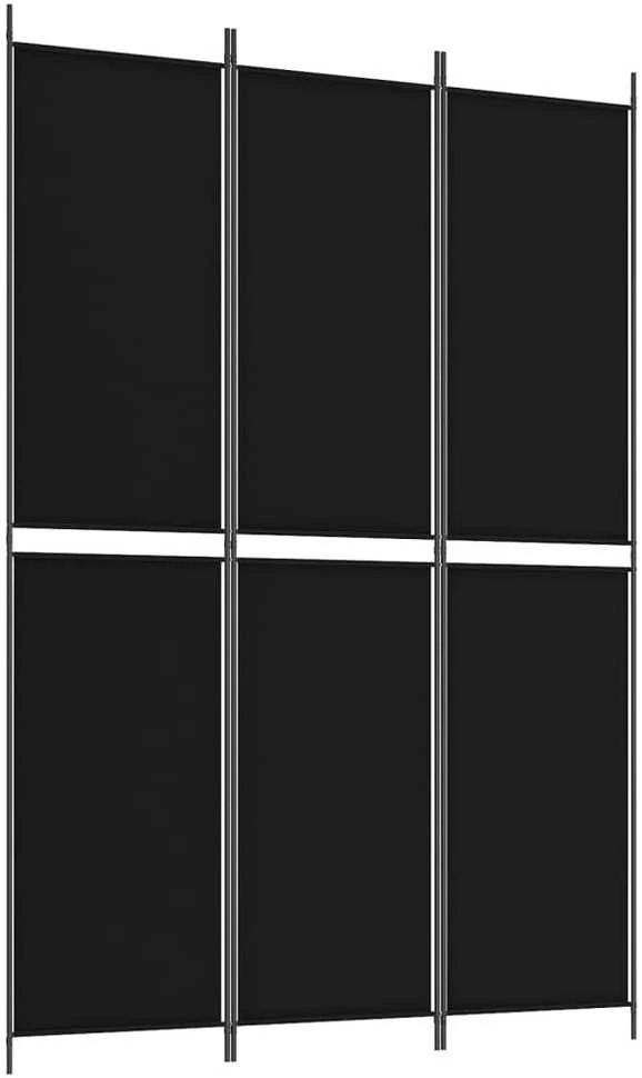 Kambario pertvara, 3 dalių, juodos spalvos, 150x220cm, audinys