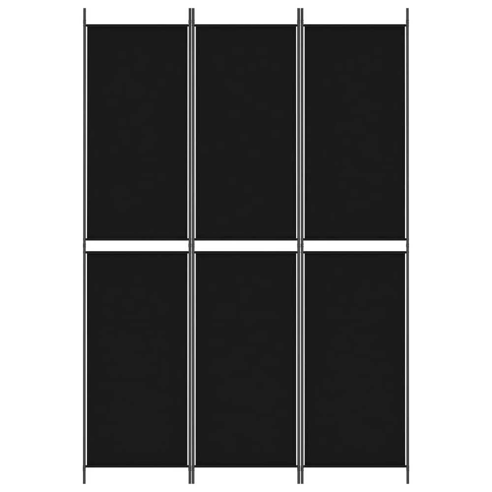 Kambario pertvara, 3 dalių, juodos spalvos, 150x220cm, audinys
