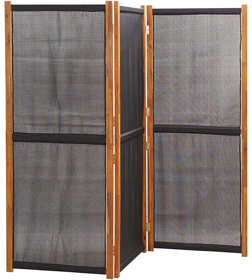 Kambario pertvara, 3 dalių, juodos spalvos, 210x180cm