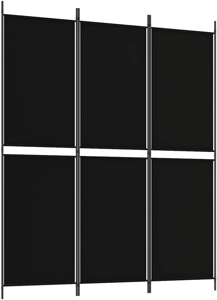 Kambario pertvara, 3 dalių, juodos spalvos, 150x180cm, audinys