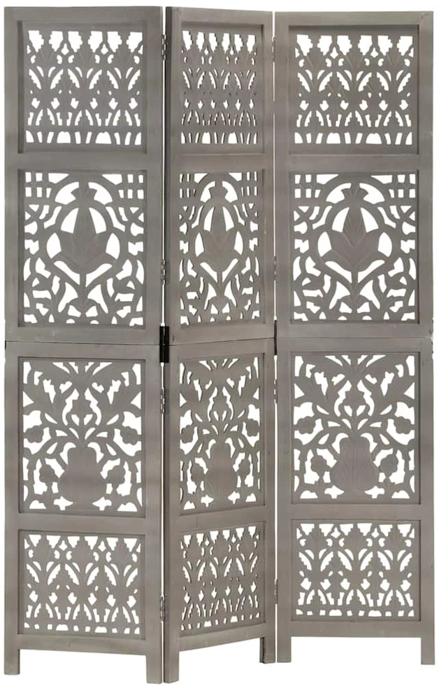 Kambario pertvara, 3 dalių, pilka, 120x165cm, mango masyvas