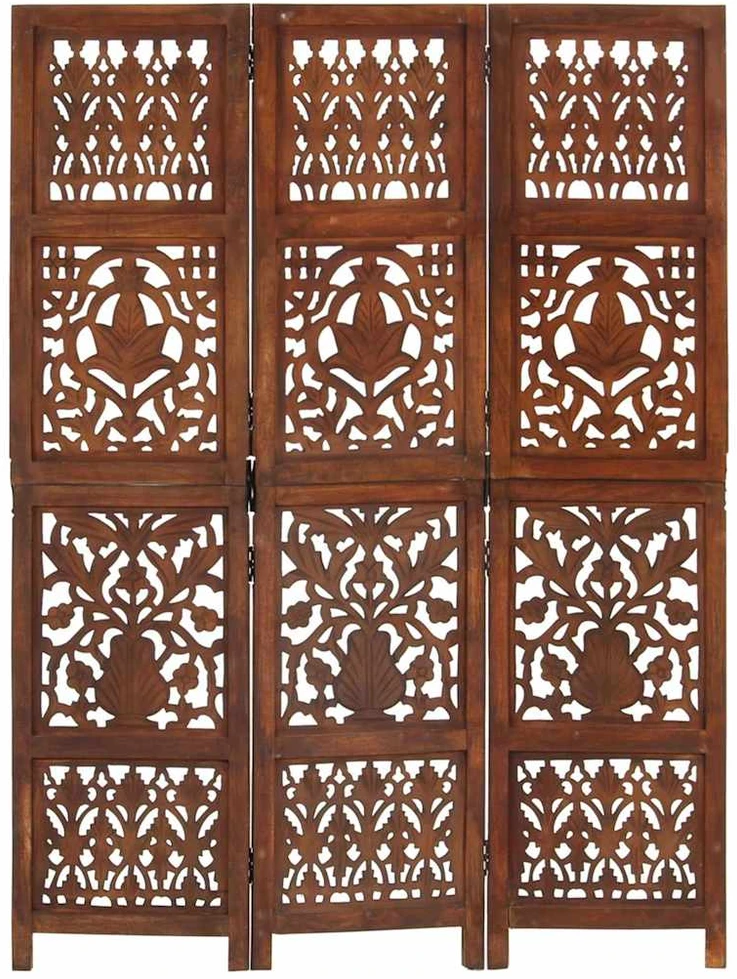 Kambario pertvara, 3 dalių, ruda, 120x165cm, mango masyvas