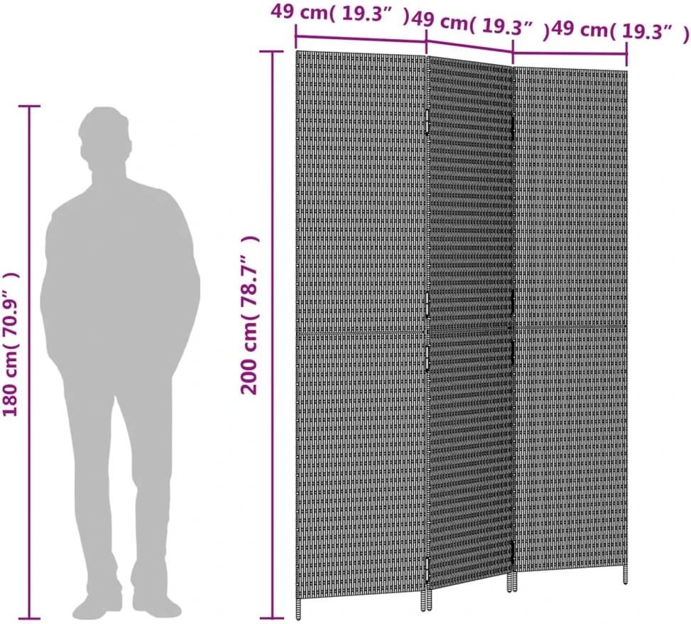 Kambario pertvara, 3 segmentai, pilkos spalvos, poliratanas