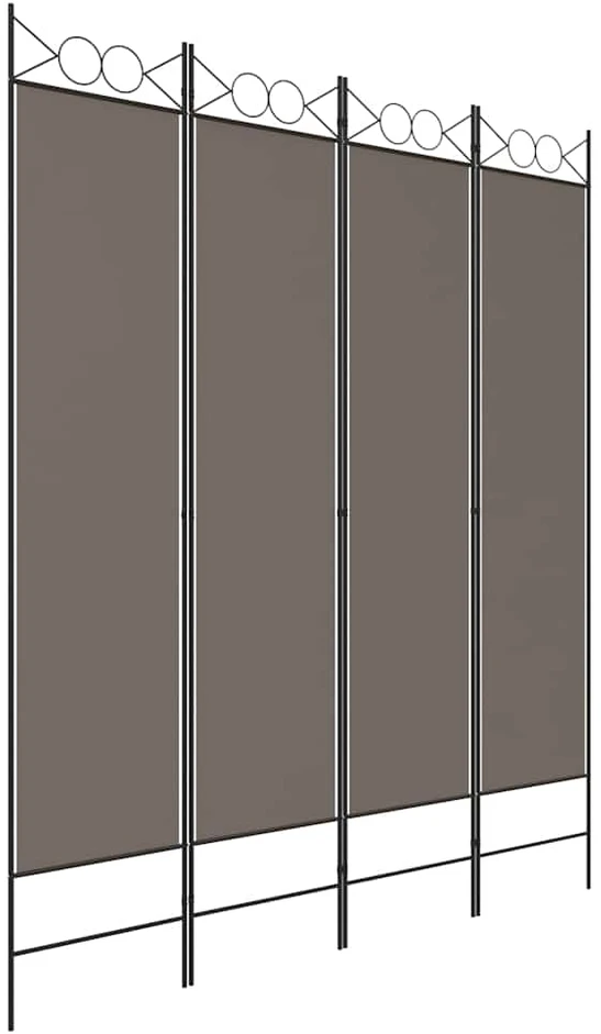 Kambario pertvara, 4 dalių, antracito, 160x200cm, audinys