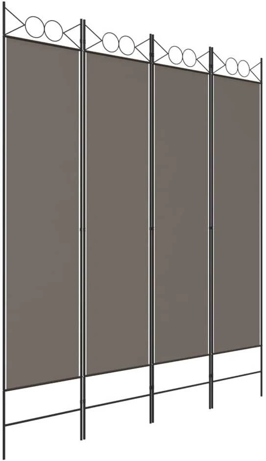 Kambario pertvara, 4 dalių, antracito, 160x220cm, audinys