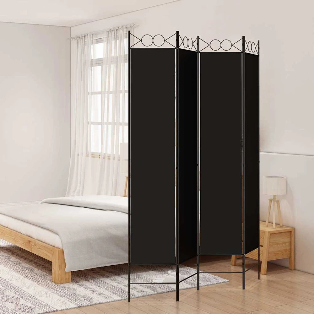 Kambario pertvara, 4 dalių, juodos spalvos, 160x220cm, audinys