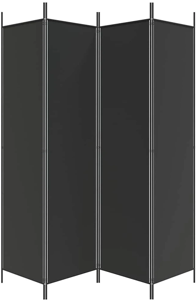 Kambario pertvara, 4 dalių, juodos spalvos, 200x200cm, audinys