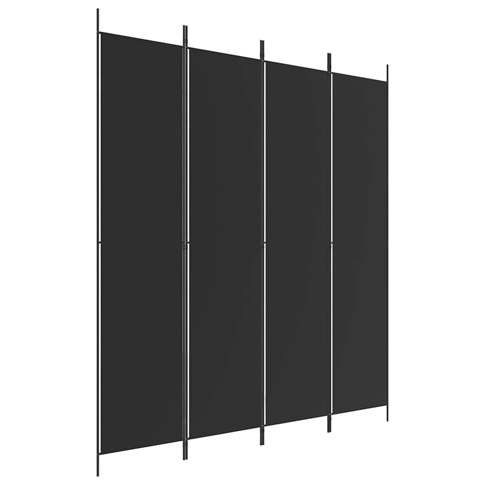 Kambario pertvara, 4 dalių, juodos spalvos, 200x220cm, audinys