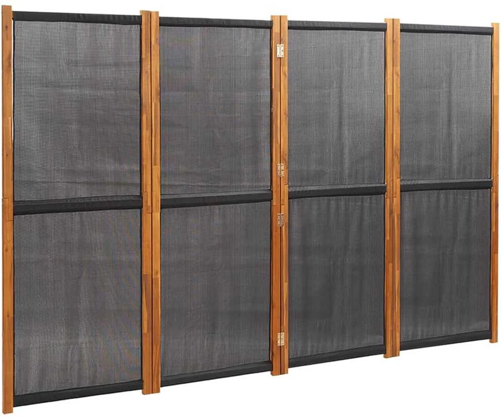Kambario pertvara, 4 dalių, juodos spalvos, 280x180cm