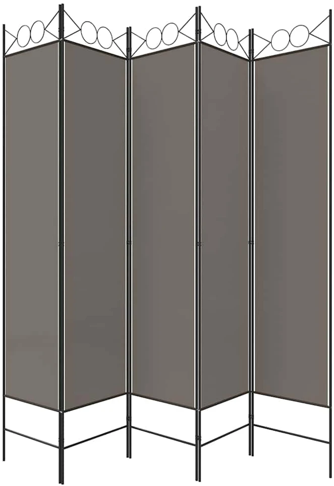 Kambario pertvara, 5 dalių, antracito, 200x200cm, audinys