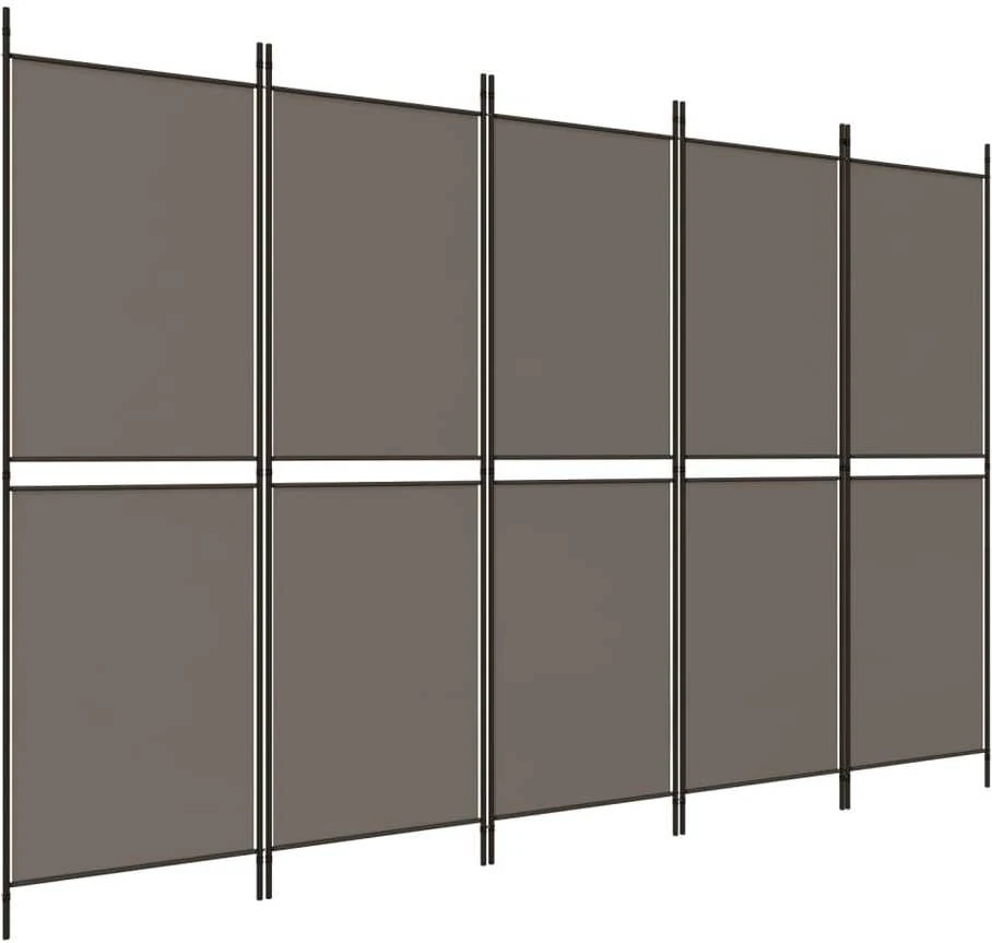 Kambario pertvara, 5 dalių, antracito, 250x180cm, audinys