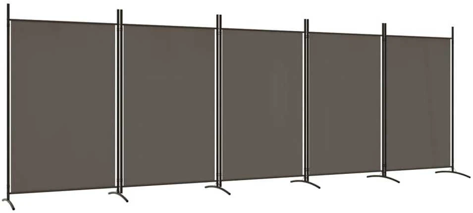 Kambario pertvara, 5 dalių, antracito, 433x180cm, audinys