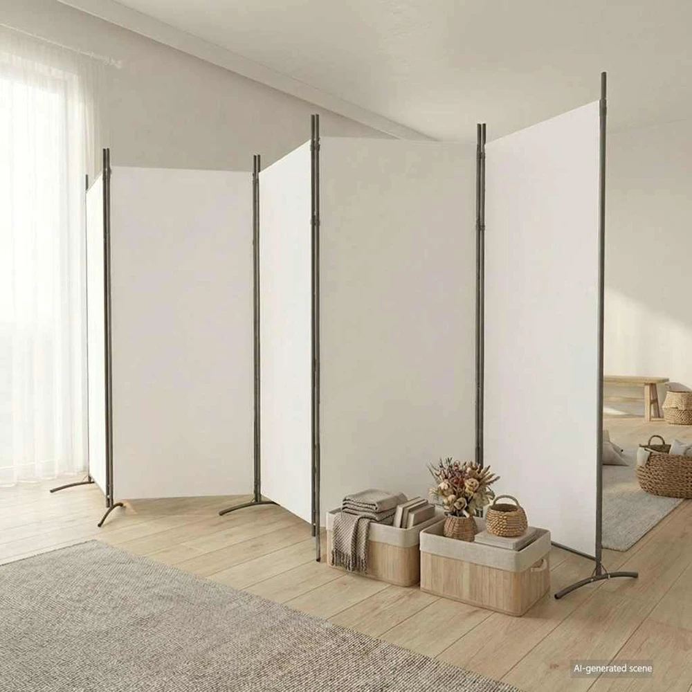 Kambario pertvara, 5 dalių, baltos spalvos, 433x180cm, audinys