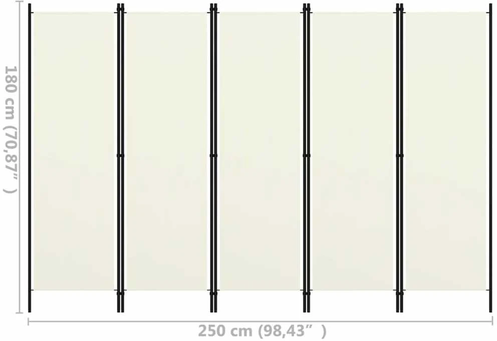 Kambario pertvara, 5 dalių, baltos spalvos, 250x180cm