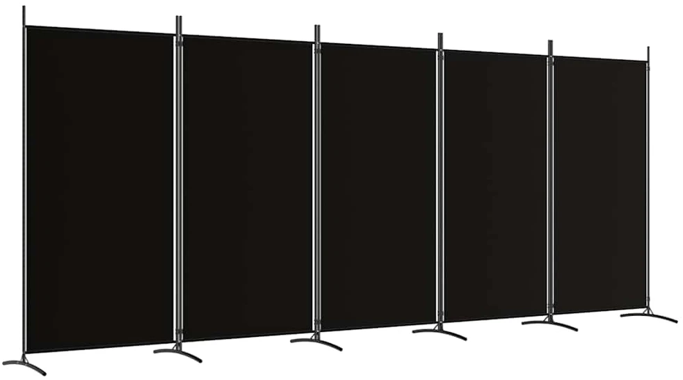 Kambario pertvara, 5 dalių, juodos spalvos, 433x180cm, audinys