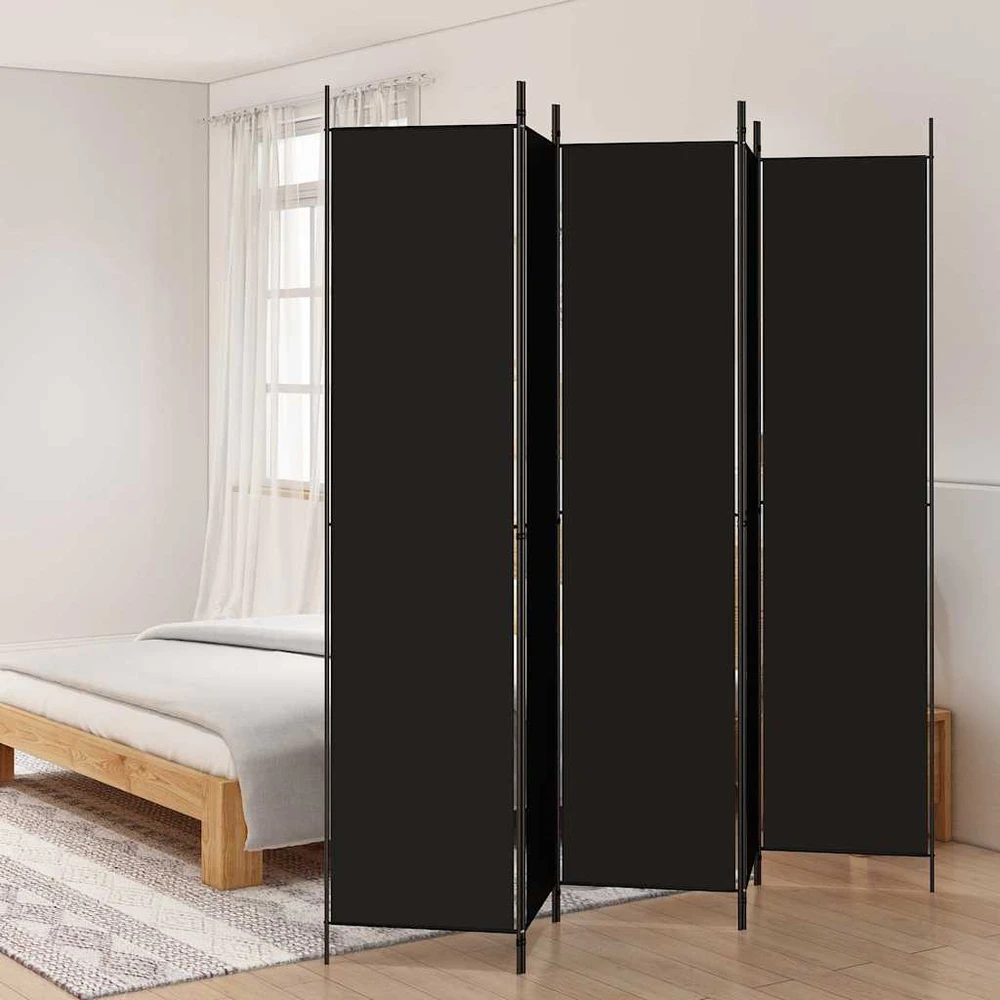 Kambario pertvara, 5 dalių, juodos spalvos, 250x220cm, audinys