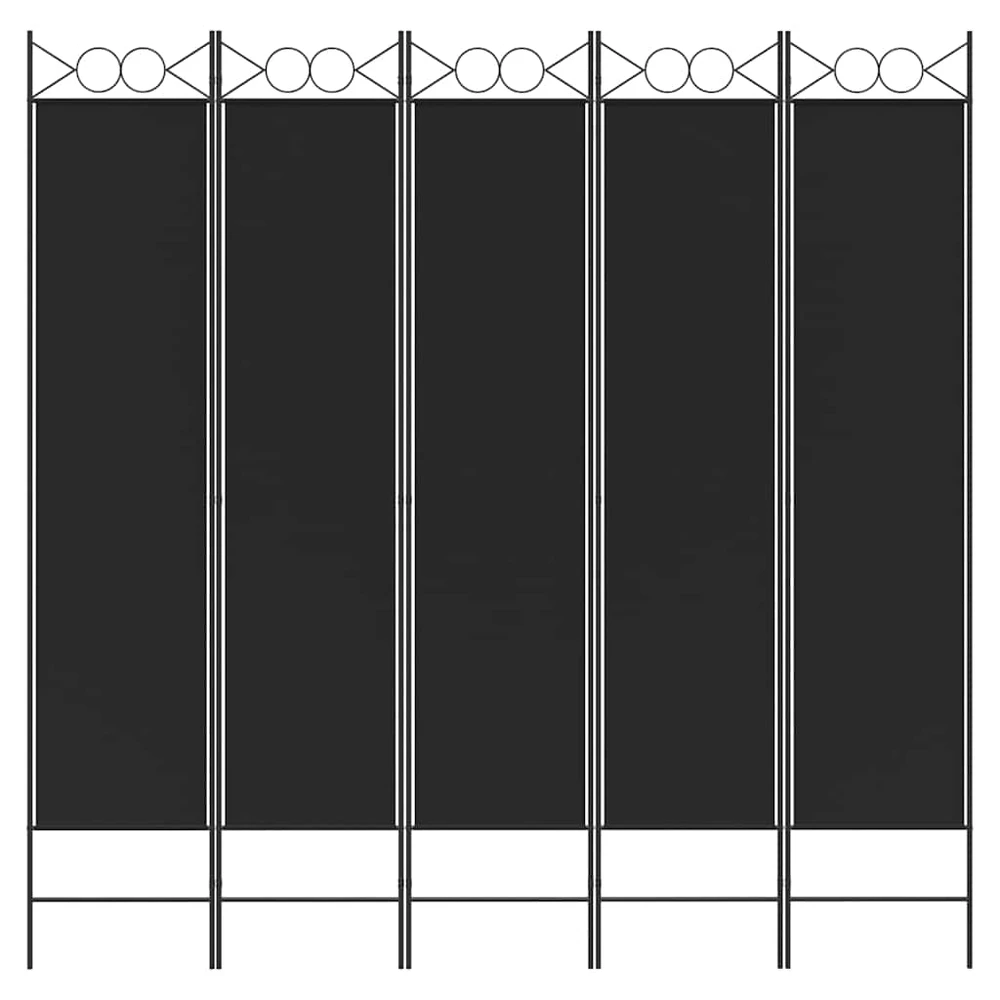 Kambario pertvara, 5 dalių, juodos spalvos, 200x200cm, audinys