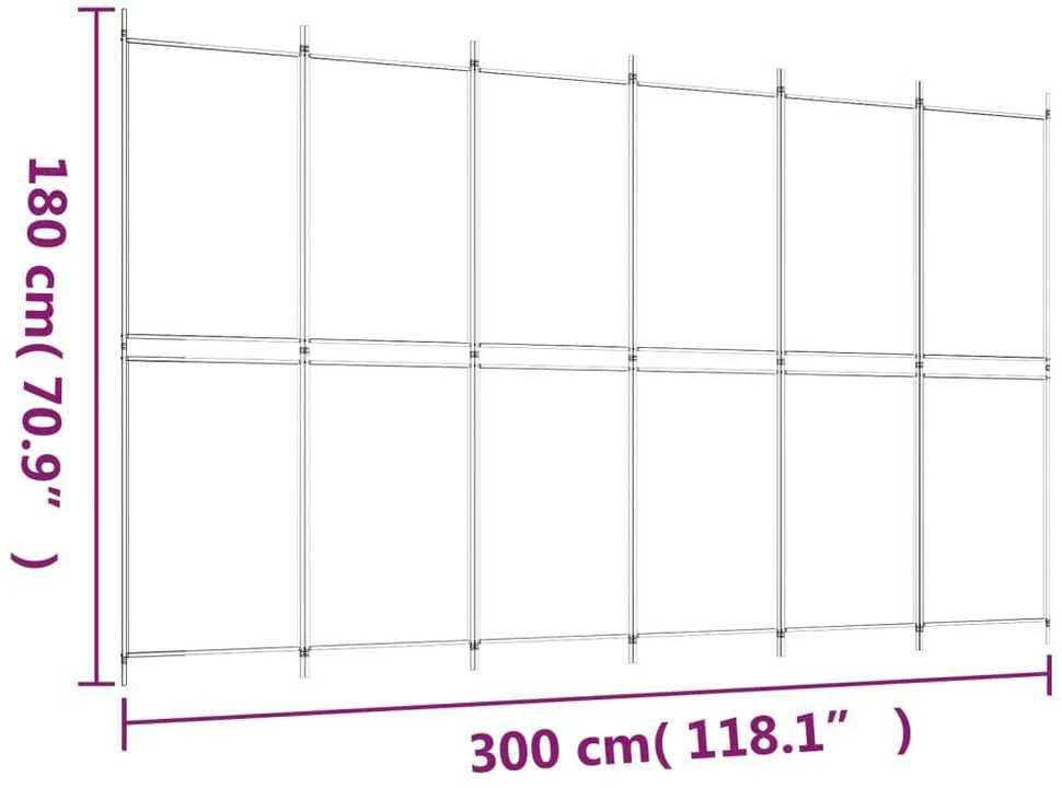 Kambario pertvara, 6 dalių, antracito, 300x180cm, audinys