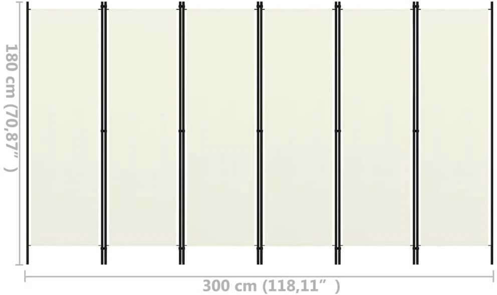 Kambario pertvara, 6 dalių, baltos spalvos, 300x180cm
