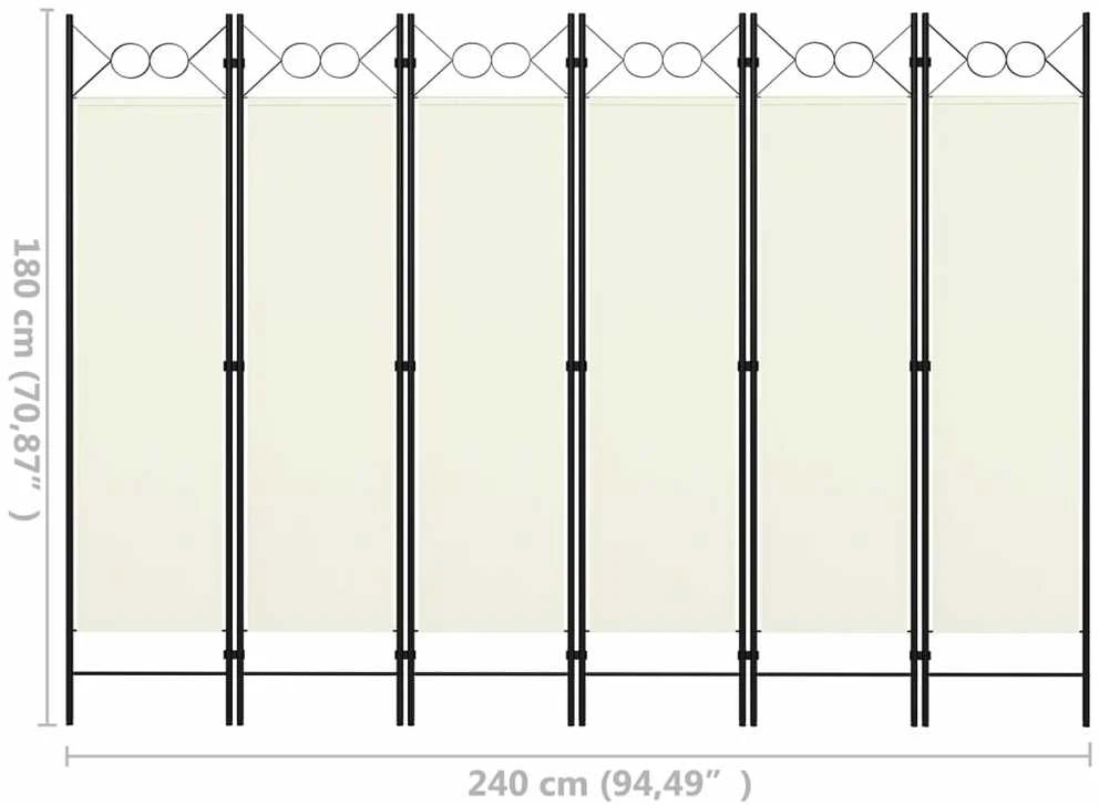 Kambario pertvara, 6 dalių, baltos spalvos, 240x180cm