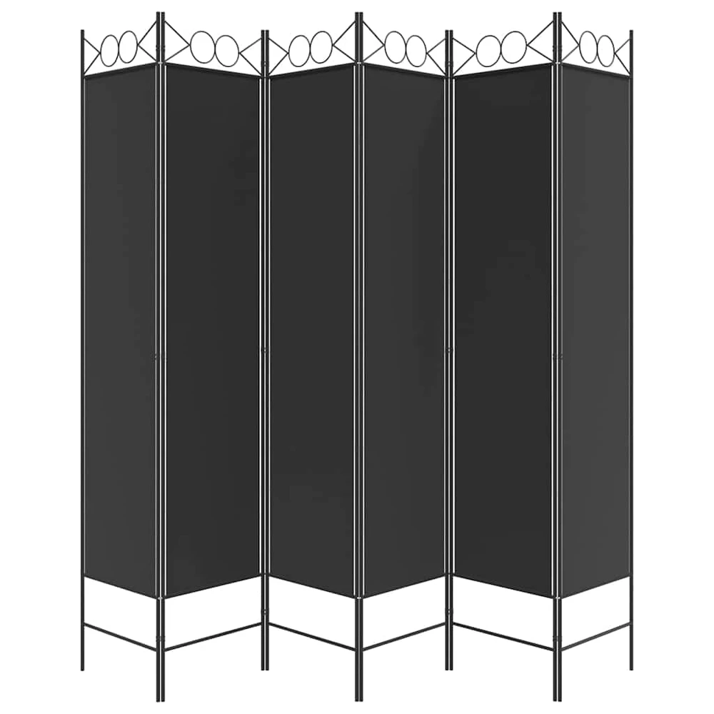 Kambario pertvara, 6 dalių, juodos spalvos, 240x200cm, audinys