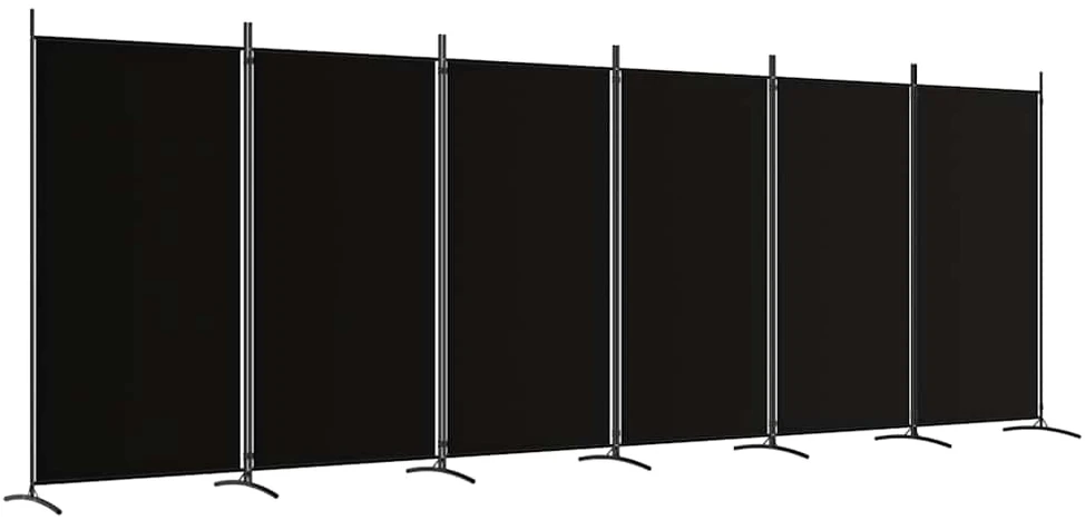 Kambario pertvara, 6 dalių, juodos spalvos, 520x180cm, audinys