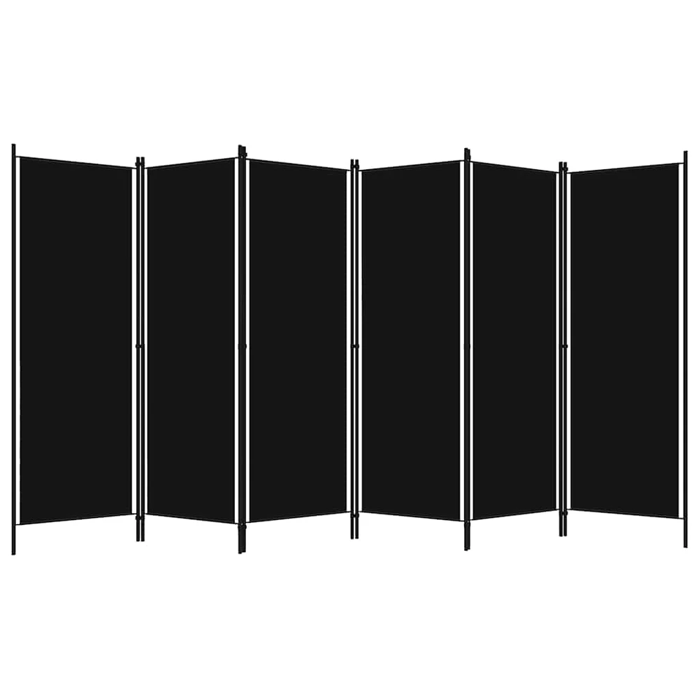 Kambario pertvara, 6 dalių, juodos spalvos, 300x180cm