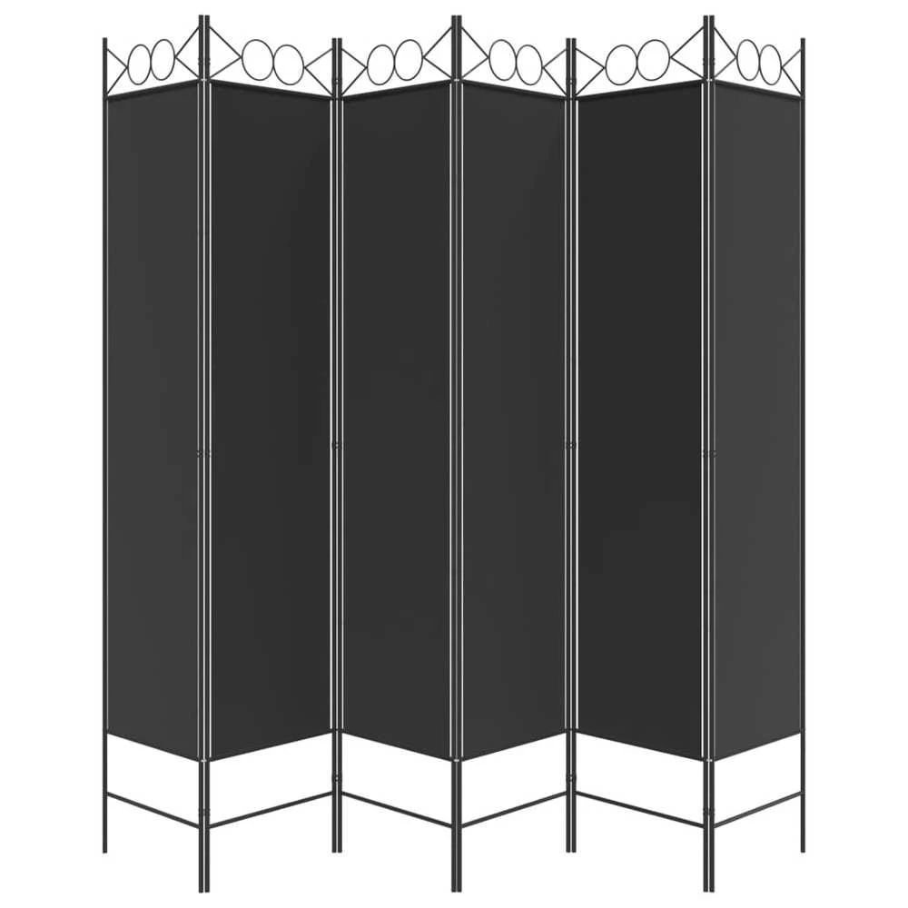 Kambario pertvara, 6 dalių, juodos spalvos, 240x200cm, audinys
