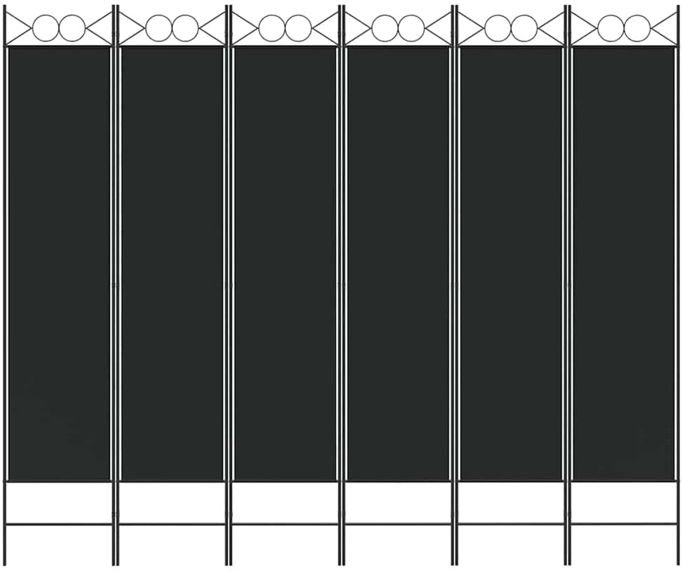 Kambario pertvara, 6 dalių, juodos spalvos, 240x200cm, audinys