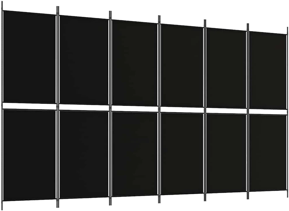 Kambario pertvara, 6 dalių, juodos spalvos, 300x180cm, audinys