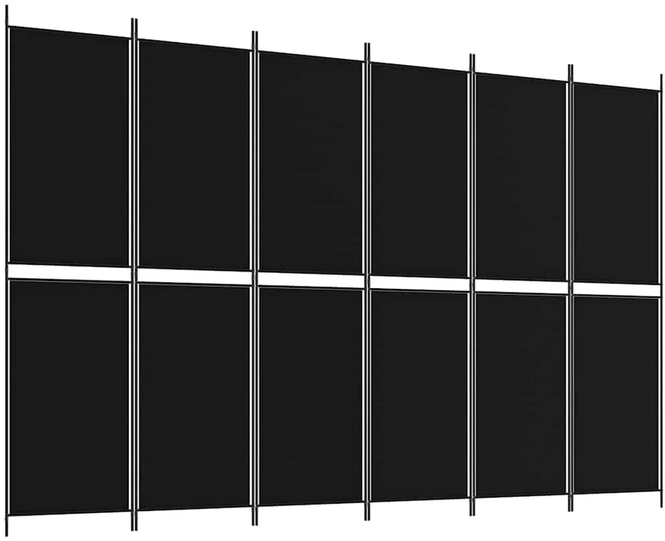 Kambario pertvara, 6 dalių, juodos spalvos, 300x200cm, audinys