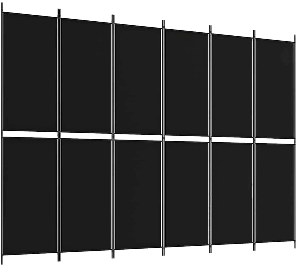 Kambario pertvara, 6 dalių, juodos spalvos, 300x220cm, audinys
