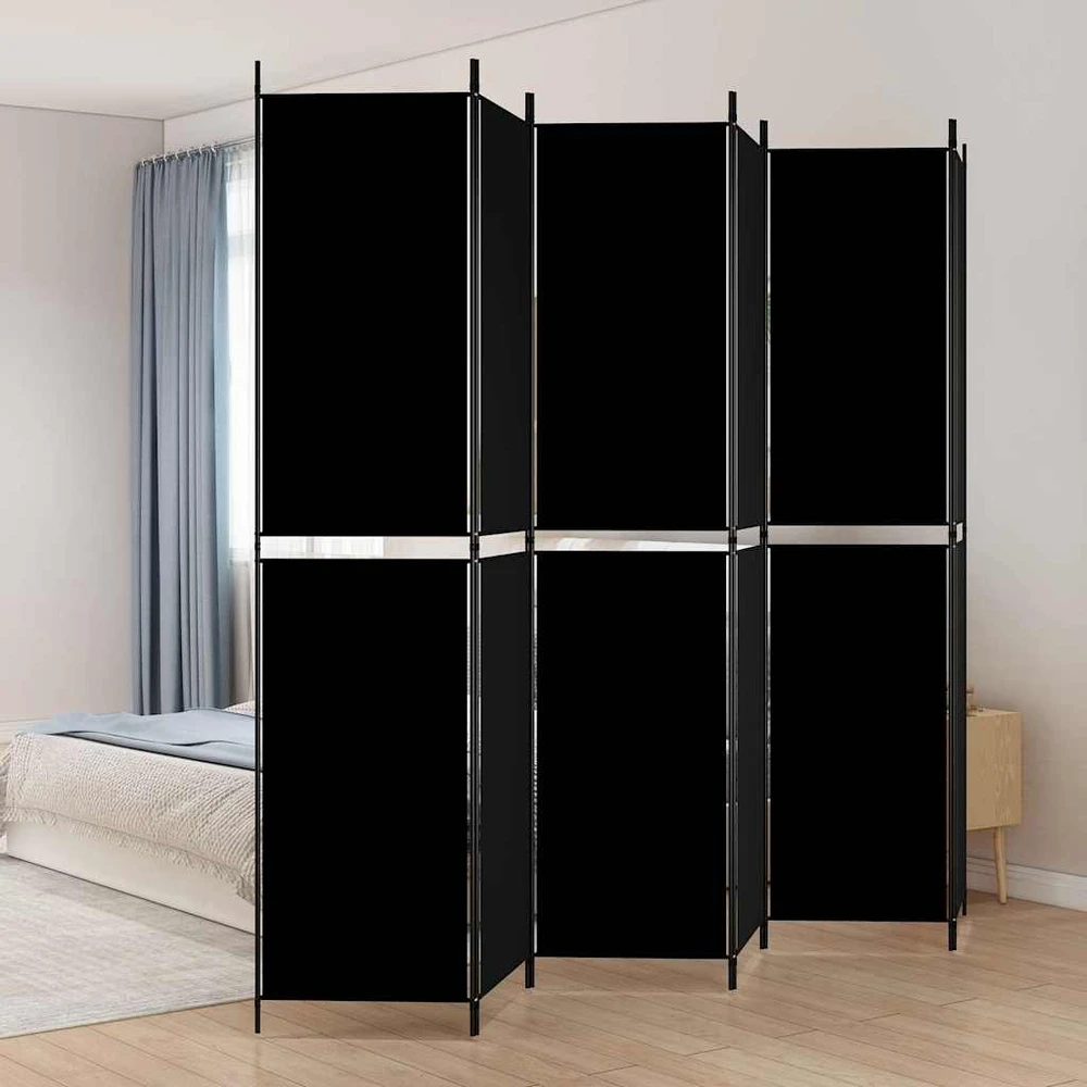 Kambario pertvara, 6 dalių, juodos spalvos, 300x220cm, audinys