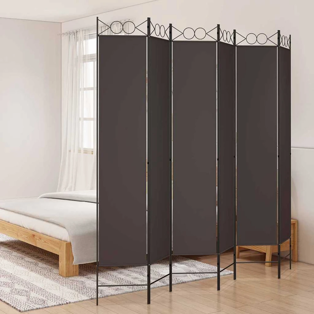 Kambario pertvara, 6 dalių, rudos spalvos, 240x220cm, audinys