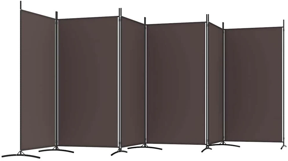 Kambario pertvara, 6 dalių, rudos spalvos, 520x180cm, audinys