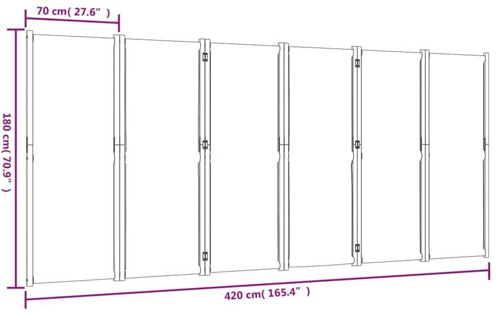 Kambario pertvara, 6 segmentai, šviesiai pilka, 420x180cm