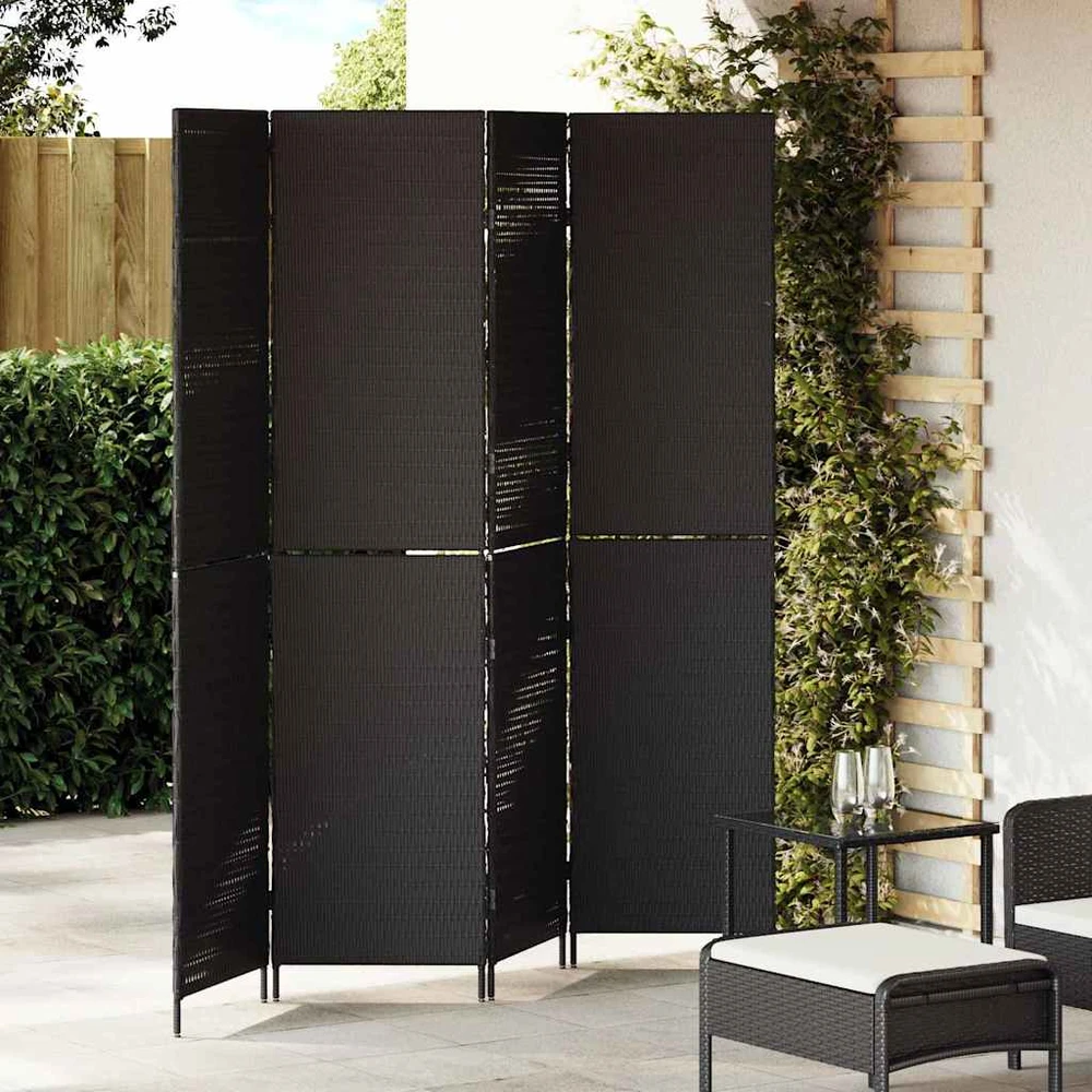 Kambario pertvara Juoda 195 x 180 cm poliratanas