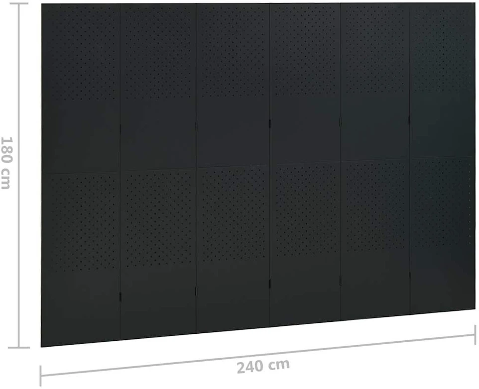Kambario pertvaros, 6 dalių, 2vnt., juodos, 240x180cm, plienas