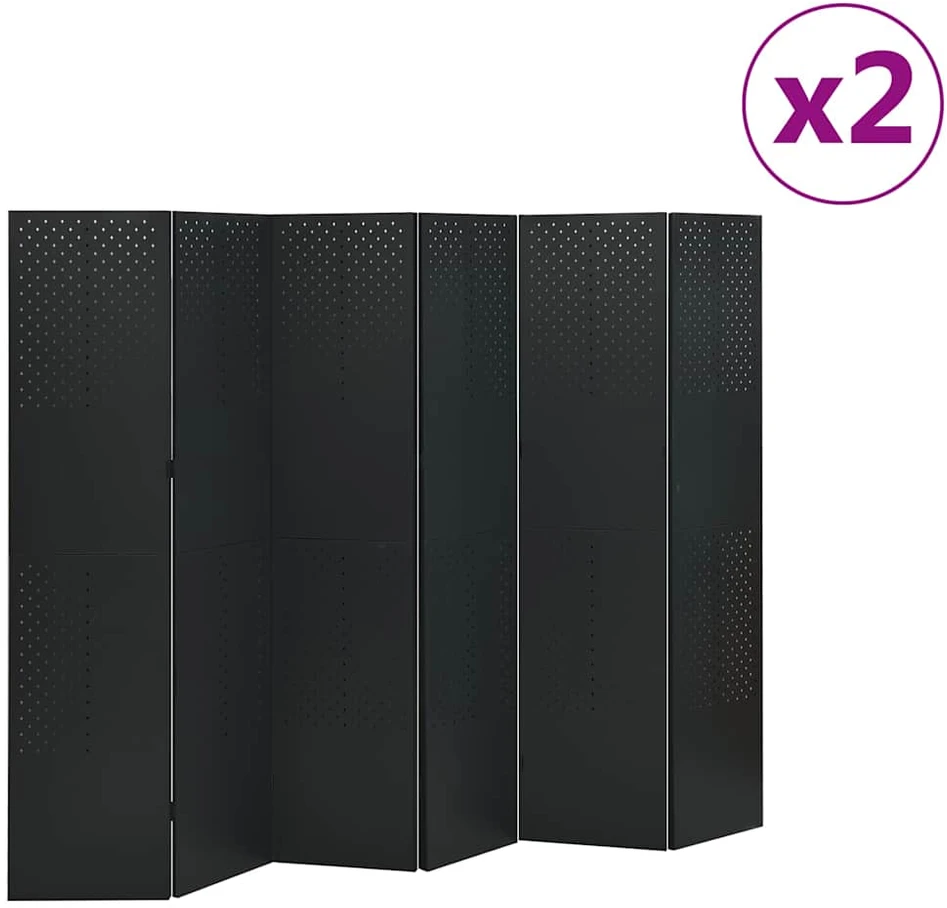 Kambario pertvaros, 6 dalių, 2vnt., juodos, 240x180cm, plienas