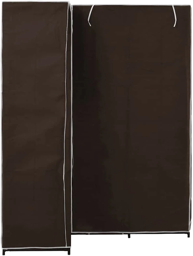 Kampinė drabužių spinta, ruda, 130x87x169cm
