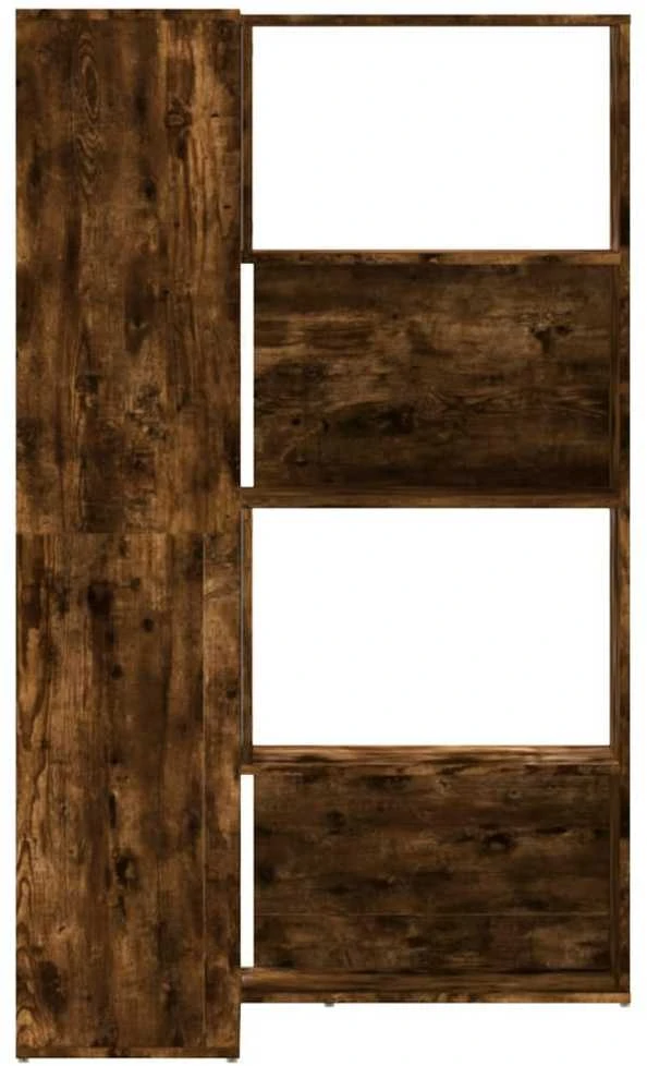 Kampinė knygų lentyna, 4 aukštų, ąžuolo, 85x85x140cm, mediena