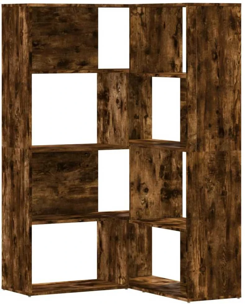 Kampinė knygų lentyna, 4 aukštų, ąžuolo, 85x85x140cm, mediena