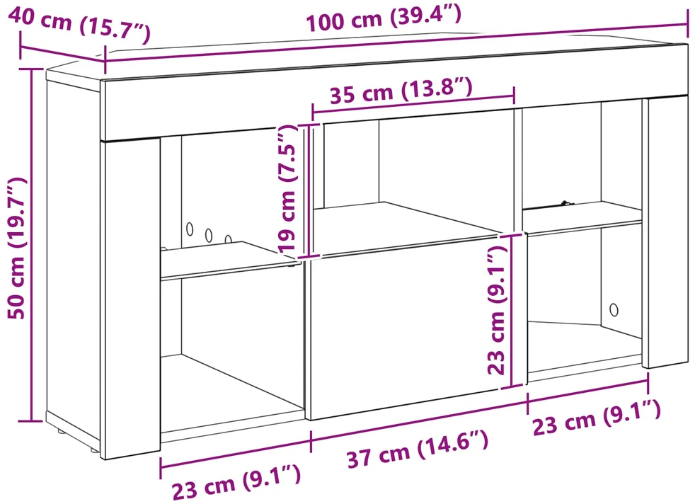 TV staliukas Kampinė LED televizoriaus spinta 100 x 40 x 50 cm