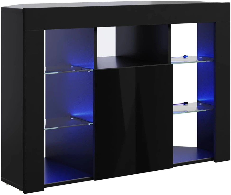 TV staliukas Kampinė LED televizoriaus spinta 100x40x68cm Juoda
