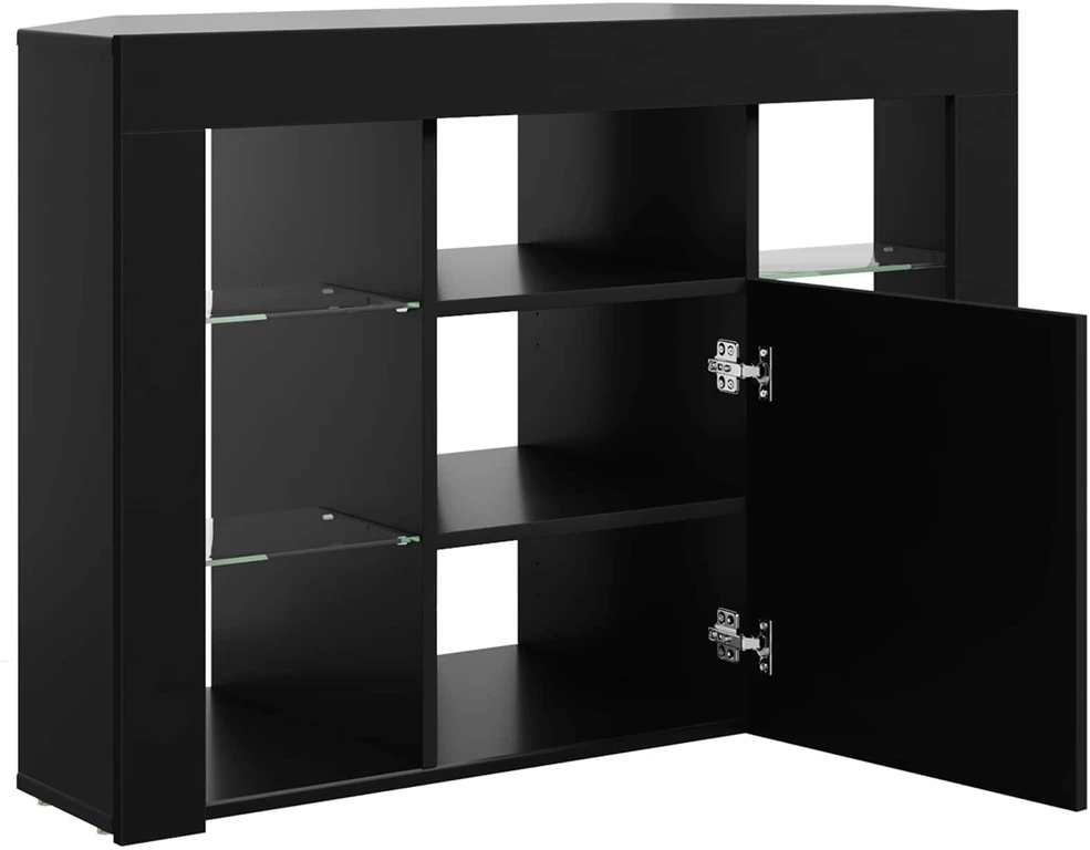 TV staliukas Kampinė LED televizoriaus spinta 100x40x68cm Juoda