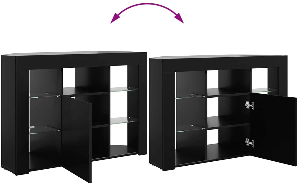 TV staliukas Kampinė LED televizoriaus spinta 100x40x68cm Juoda