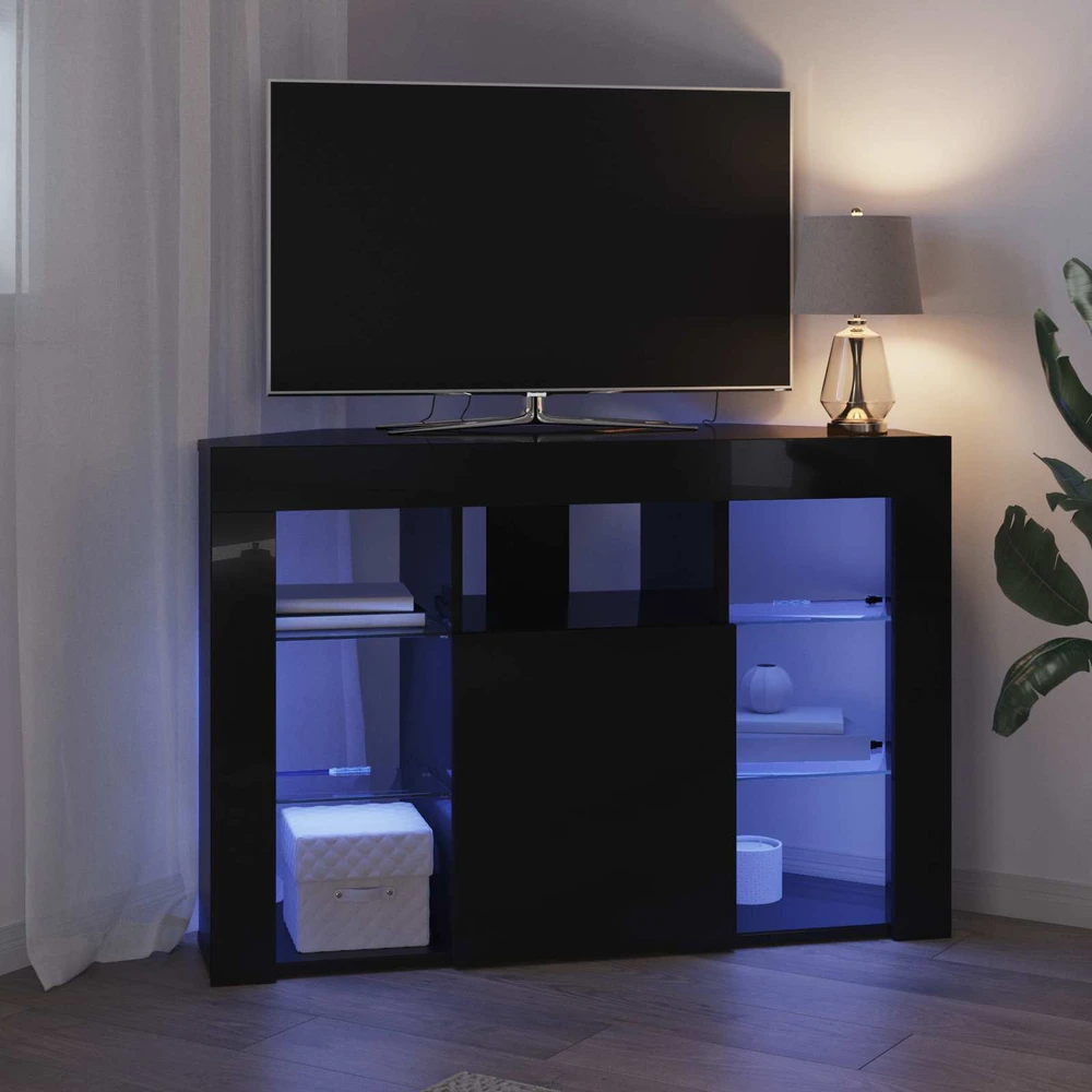TV staliukas Kampinė LED televizoriaus spinta 100x40x68cm Juoda