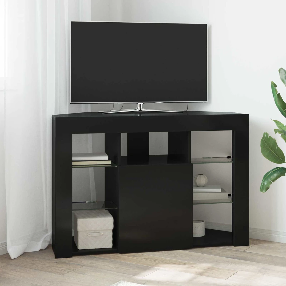 TV staliukas Kampinė LED televizoriaus spinta 100x40x68cm Juoda