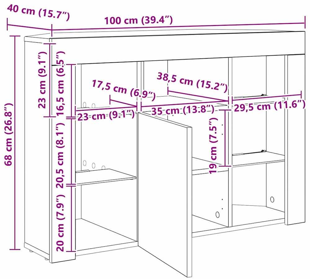 TV staliukas Kampinė LED televizoriaus spinta 100x40x68cm Apdirbta mediena
